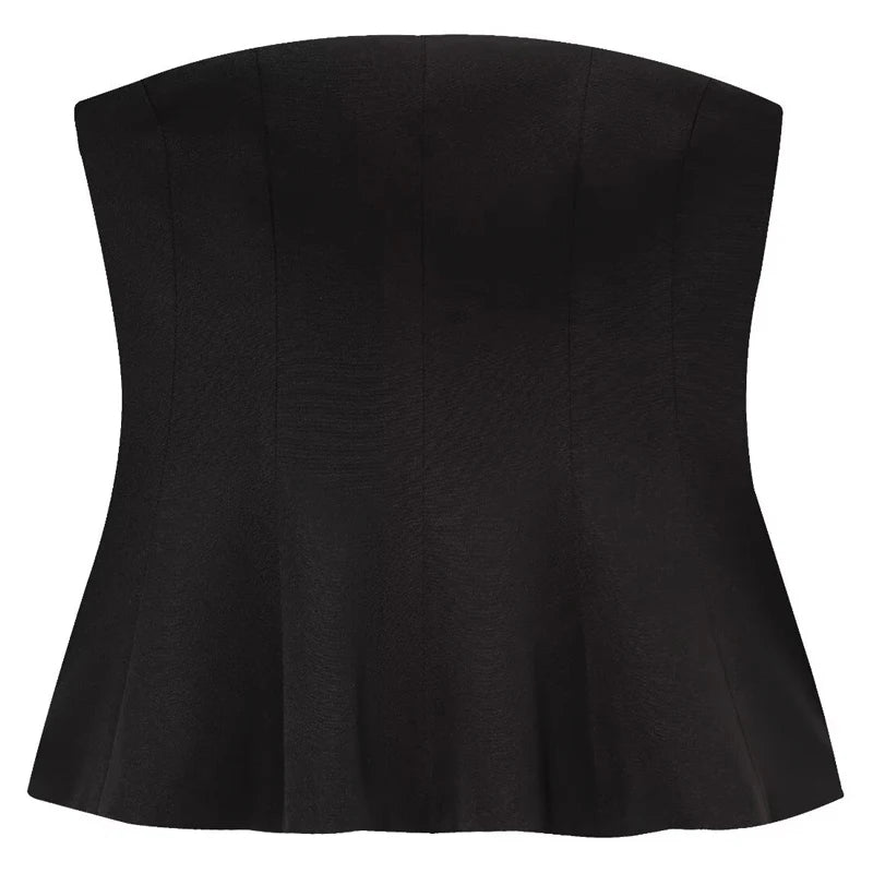 HXAO Corset Tube Top Women Summer 2025 White Pink Blue Yellow Black Top Bustier Ruffled Vests Cute Sleeveless Backless Tank Top