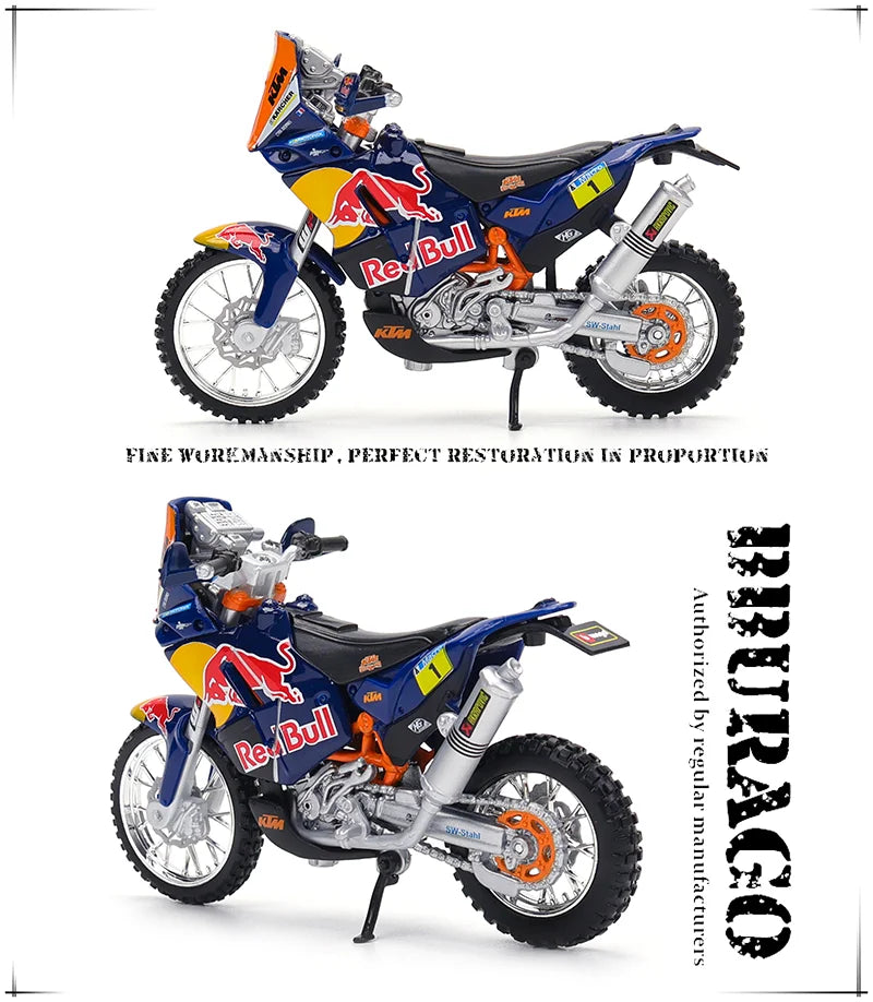 Bburago 1 18 Scale Red Bull KTM 450 Rally 2018 Alloy Die Cast Motorcycle Model Licensed Collectible