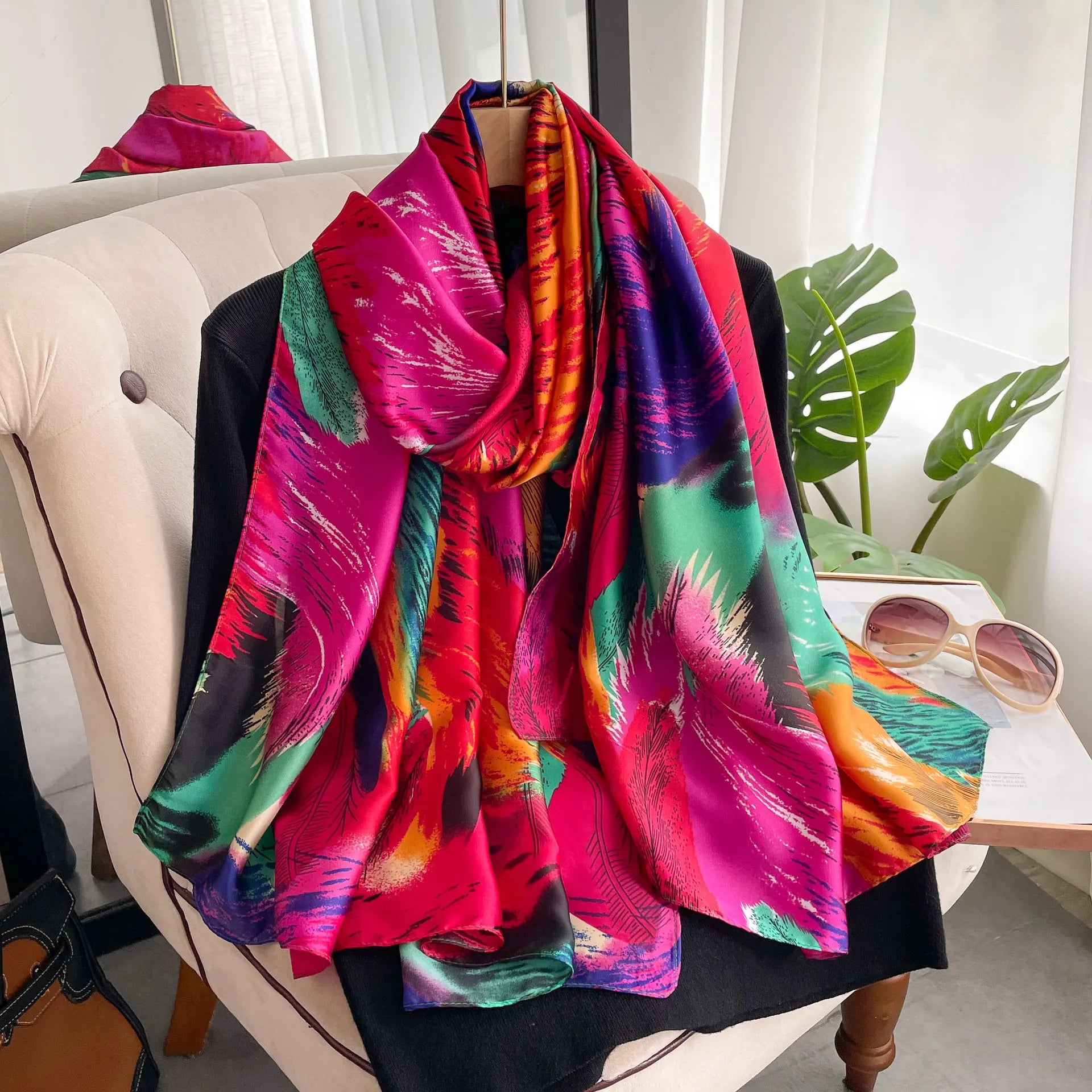 Spring Scarf Women's Luxury Design Polyester Material Soft Shawl Beach Scarf