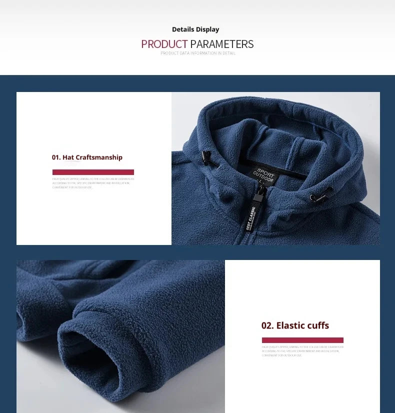 Men’s Heavyweight Fleece Hoodie Thick Lined Full Zip Outdoor Warm Jacket for Winter Unisex