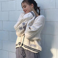 Knit Print Winter Cardigan Sweater Chic Vintage Star Preppy Long Sleeve Autumn V Neck Aesthetic Retro Single Breasted Sweaters - trendingshoping.com
