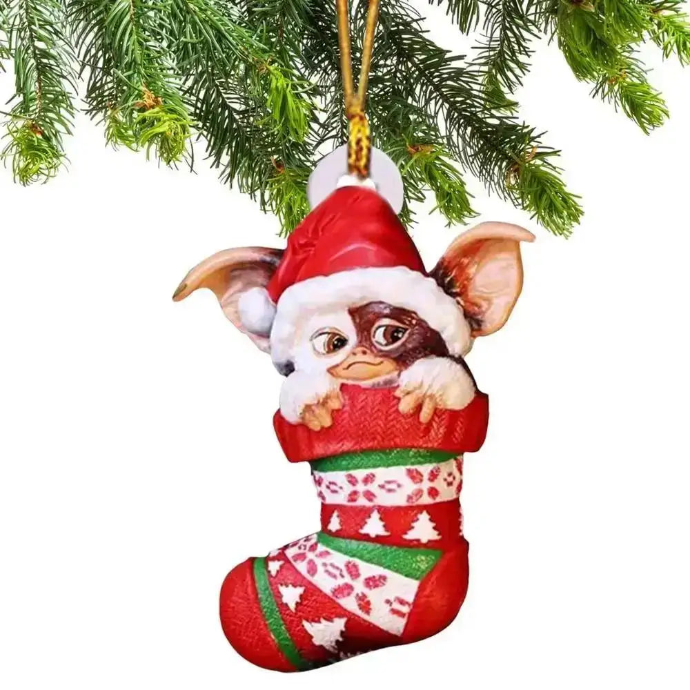 Xmas Gremlins Santa Hat Socks Dog Honeycomb Ball Christmas Tree Pendant Christmas Party Decorations Children Christmas Gift - trendingshoping.com