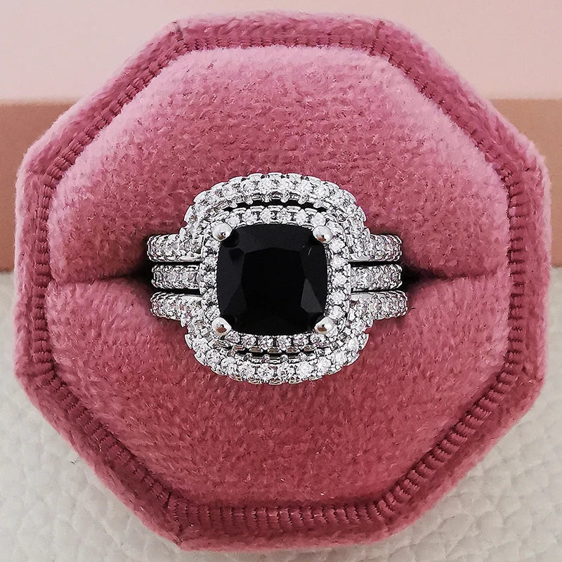 2025 Trend New Rose Gold Color silver color bride Engagement Wedding Ring Set of for Women Christmas Gift Dating Jewelry R4955 - trendingshoping.com