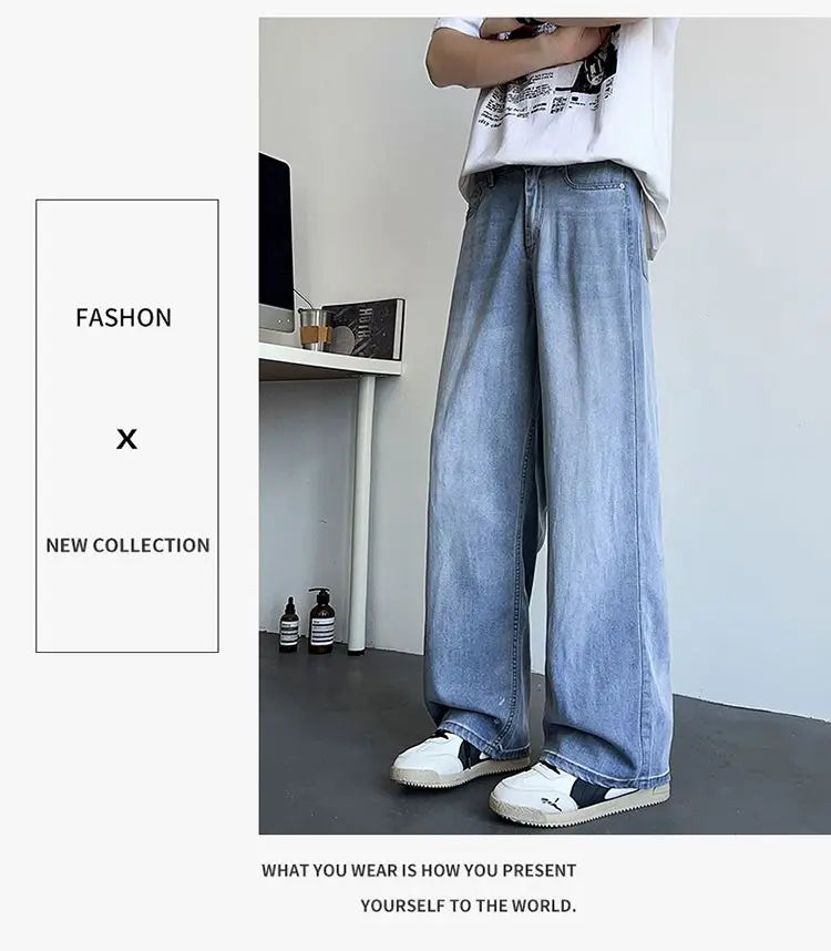 Mens Large Denim Jeans Baggy Fit Trousers for Men
