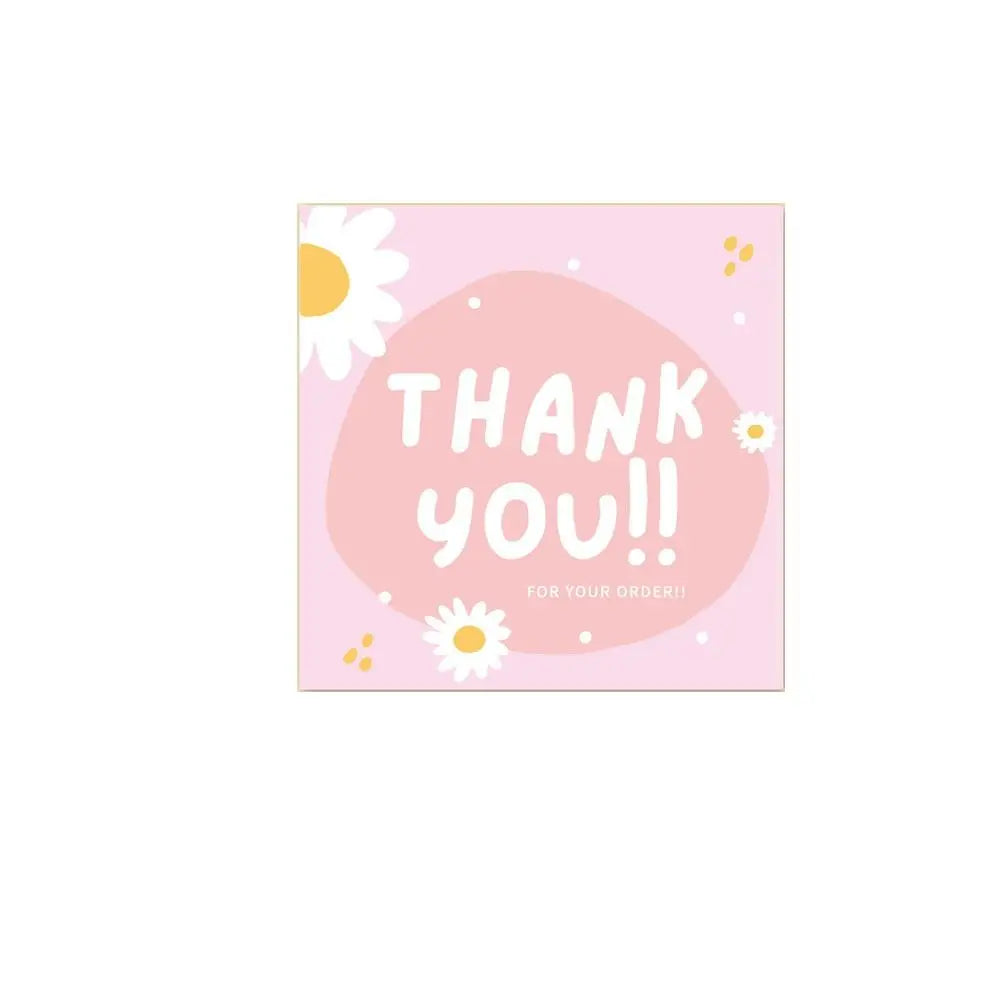 50Pcs 6cm*6cm Thank You Cards Cartoon Flower Greeting Postcards Multicolor Universal Gratitude Labels Event Ornament Home Decor