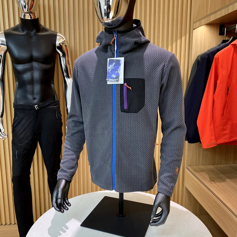 Mens Warm Fleece Hoodie Outdoor Jacket Breathable Skin Friendly Autumn Winter Thermal Sweatshirt