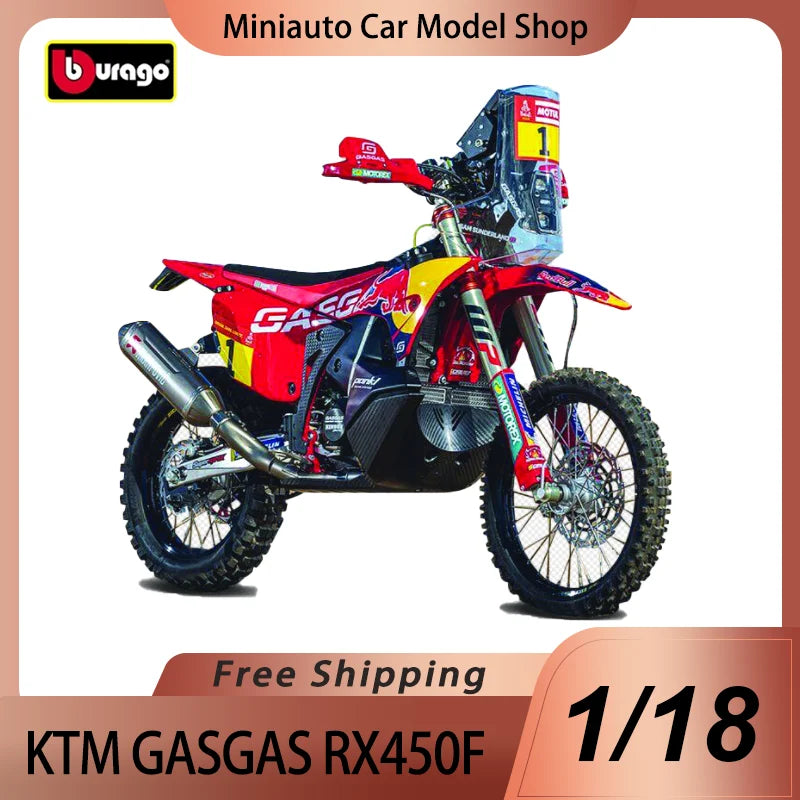 Bburago 1 18 Scale KTM GasGas RX450F 2021 Dakar Rally Alloy Die Cast Motorcycle Model