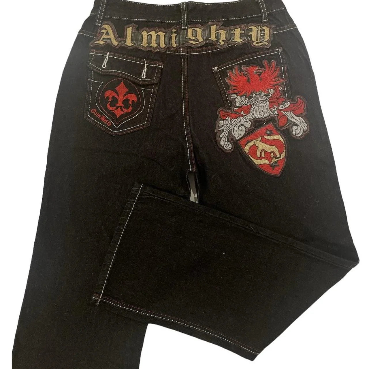 Jeans letter embroidered black loose trousers Couple fashion retro new athlete street clothing Y2K Harajuku street wear trousers - trendingshoping.com