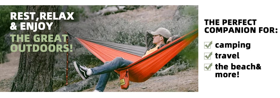 Outdoor Camping Hammock Portable Hammock Single or Double Hammock Camping Accessories Indoor Garden Yard Hammock Swing Travel