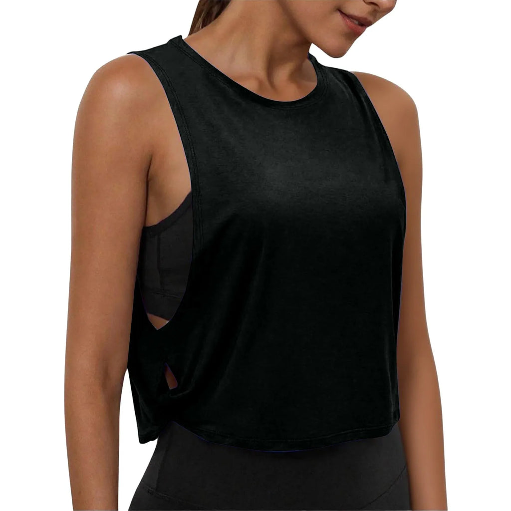 Women’s Sleeveless Yoga Top Breathable Workout Tank Crop Top Athletic Running Vest