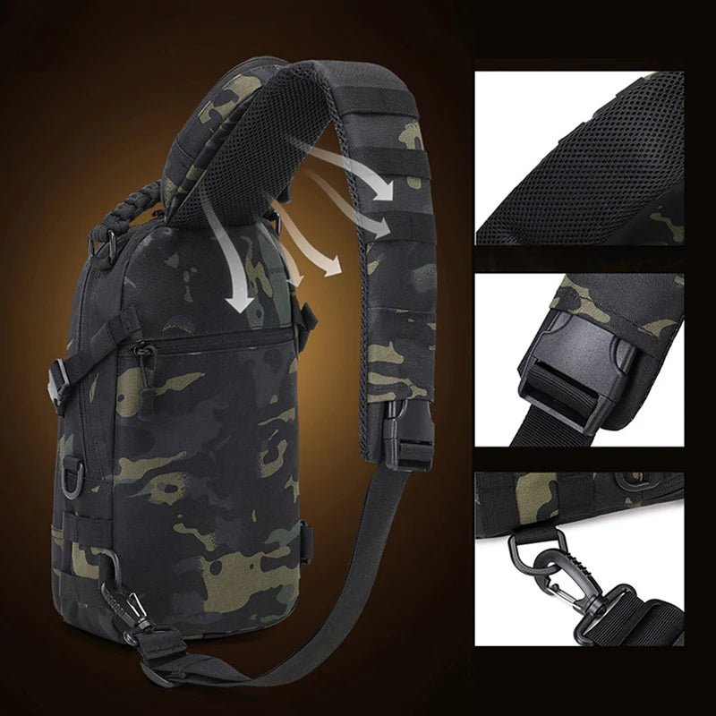 Men’s Tactical Outdoor Chest Sling Bag for Hiking Camping Cycling Fishing with MOLLE System