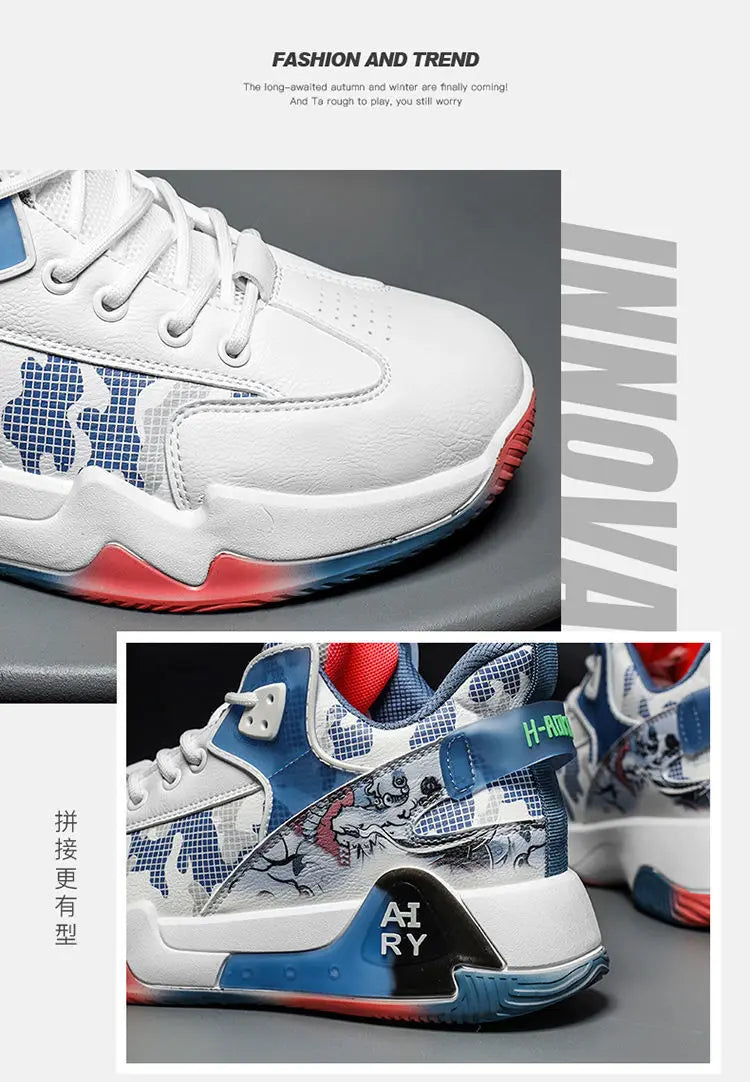 High Top Basketball Shoes for Couples | Air Cushion Athletic Sneakers – Wear Resistant & Breathable