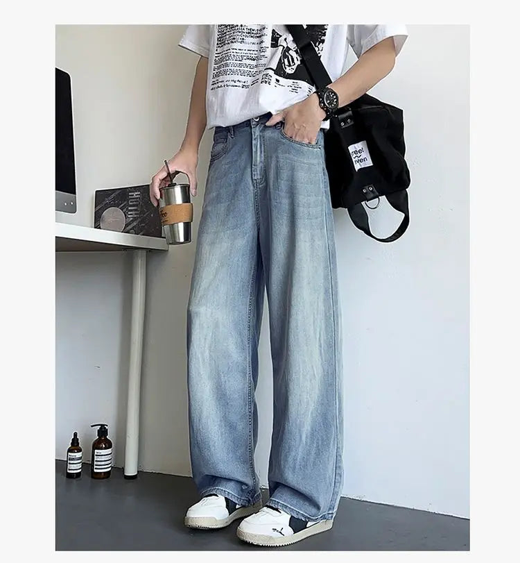 Mens Large Denim Jeans Baggy Fit Trousers for Men