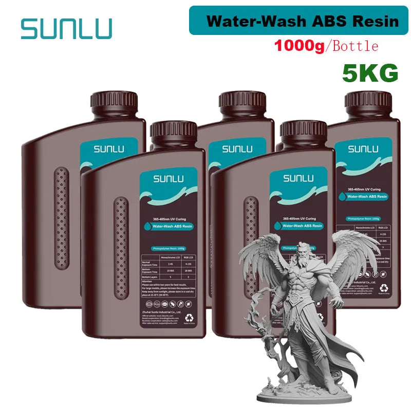 SUNLU ABS-Like 3D Printer Resin – 405nm Rapid UV-Curing, Water Washable, 1000g Bottle