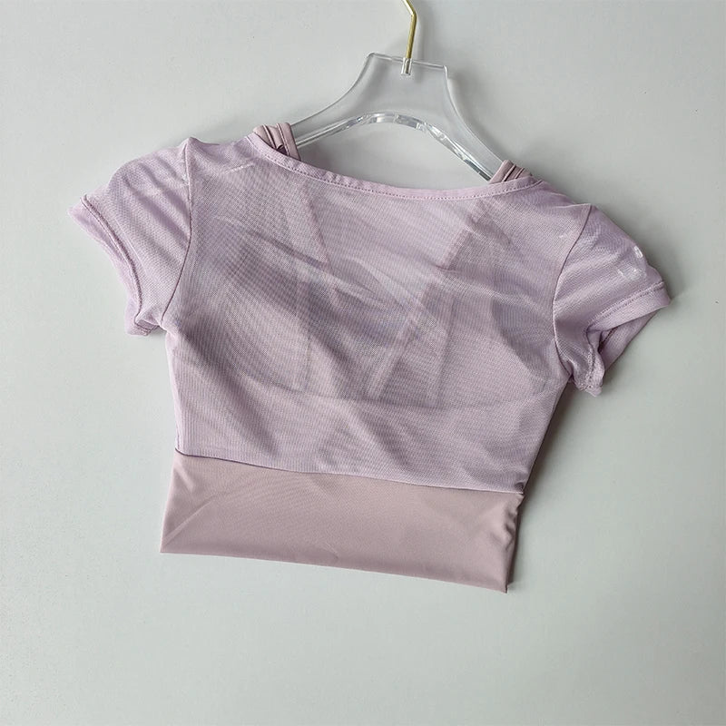 Premium Women's Yoga Training Top - Breathable Short Sleeve with Removable Pads
