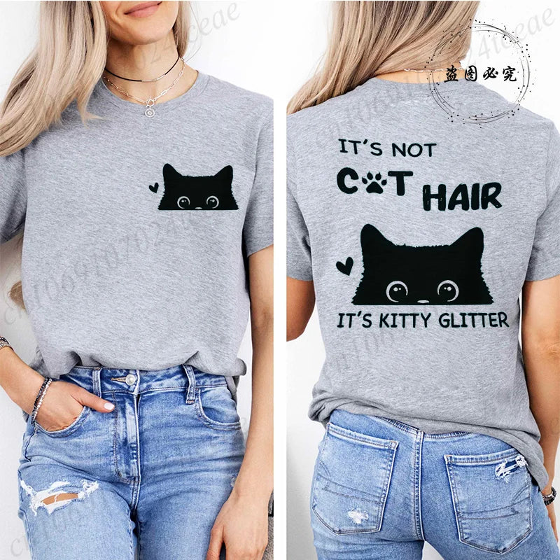 T-Shirts for Women Casual Clothing Crew Neck Tops Tees Spring Summer Top Short Sleeve It's Not Cat Hair Printed Women's T-Shirt