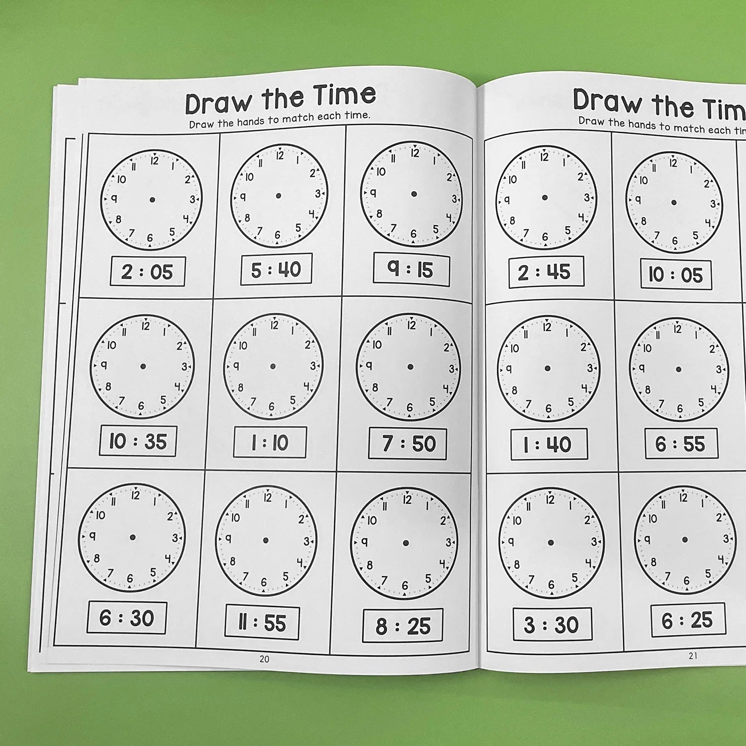 Telling the Time Practice Reading Clocks Workbook Clocks, Hours, Quarter Hours, Five Minutes, Minutes, Digital and Analog Clocks