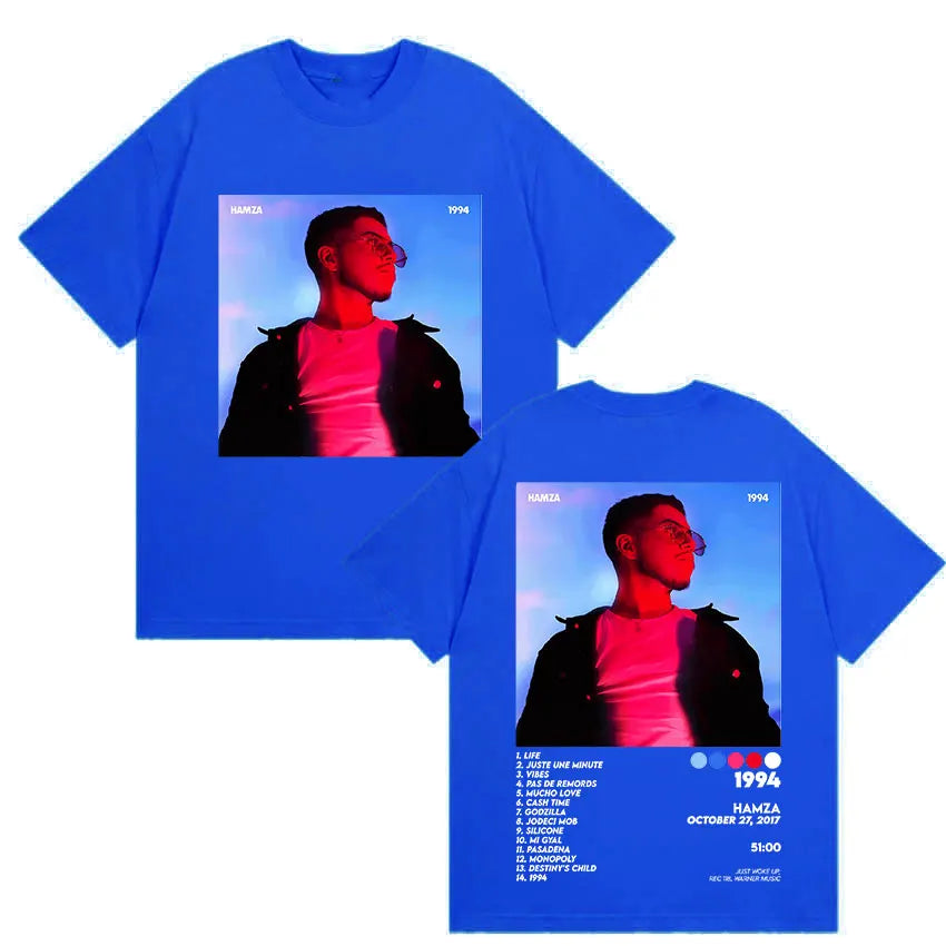 Rapper HAMZA 1994 Tour New Album Merch T Shirts Men's Clothing Rock Hip Hop Gothic T Shirt Vintage Oversized 100% Cotton T-shirt