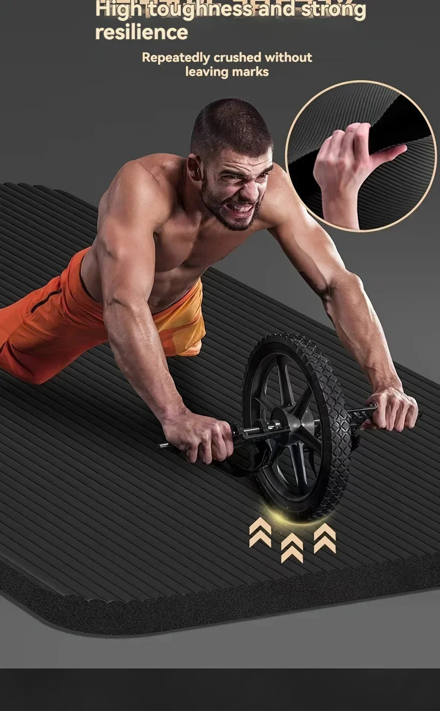 Thick Black Yoga Mat Non Slip Durable NBR Rubber Fitness Exercise Mat for Home Workouts