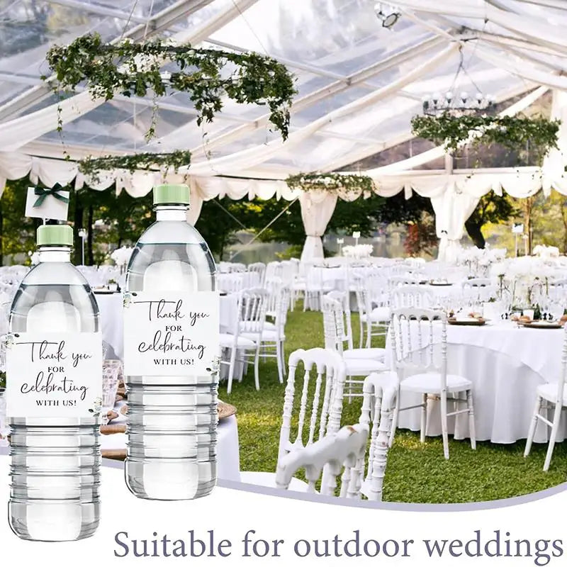 30Pcs Thank You for Celebrating with Us Labels Water Bottle Stickers for Wedding Bridal Shower Decoration Jungle Birthday Party