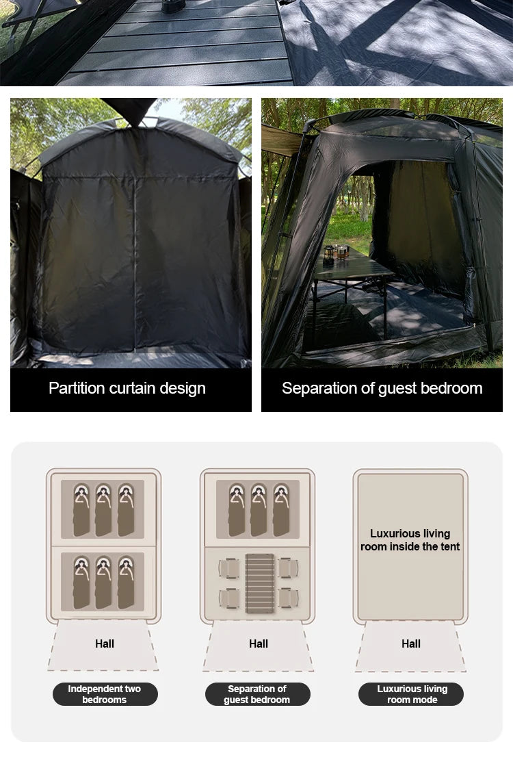 Large Camping Tent For 8 To 12 Person Two Room Waterproof Windproof Outdoor Family Tent With Rainfly Instant Cabin Use