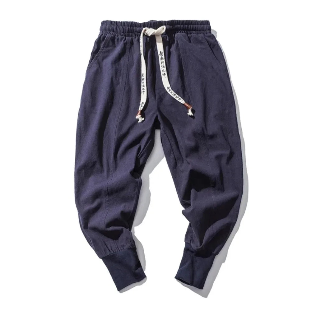 Men’s Cotton Linen Harem Pants - Baggy Drop-Crotch Streetwear Joggers