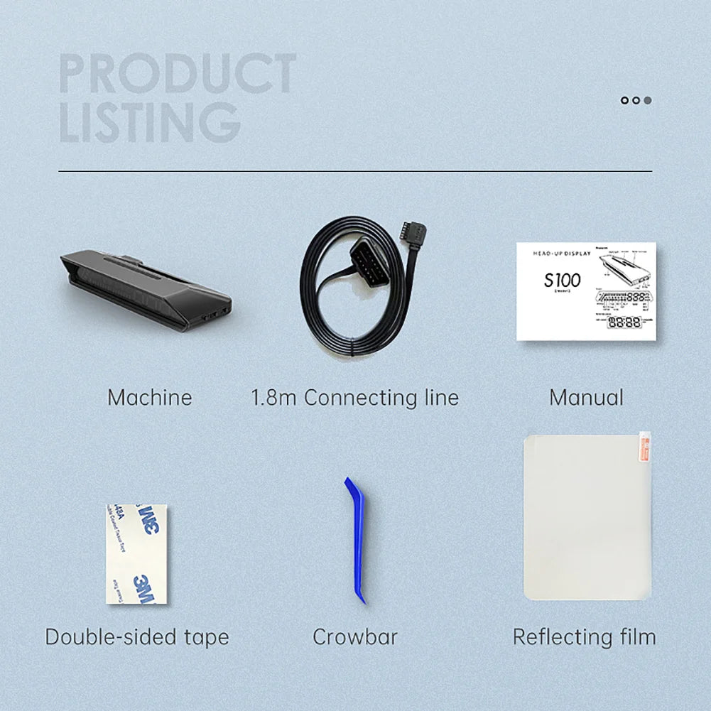 S100 Auto HUD OBD2 Head Up Display Projection on Glass Car Speed Windshield Projector Speedometer Alarm Electronic Accessories - trendingshoping.com