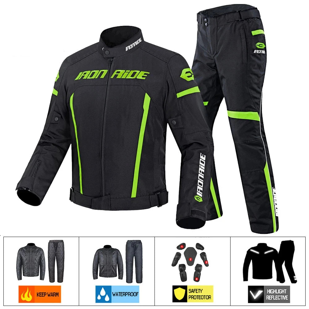 Waterproof Motorcycle Jacket and Pants Suit for Men and Women Detachable Interior Moto Clothes Keep Warm
