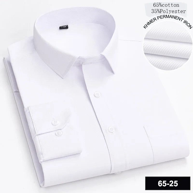 Men's Slim Fit Long Sleeve Shirt – Formal Plain Cotton Shirt with Single Pocket, Soft Plaid Office & Designer Tops"