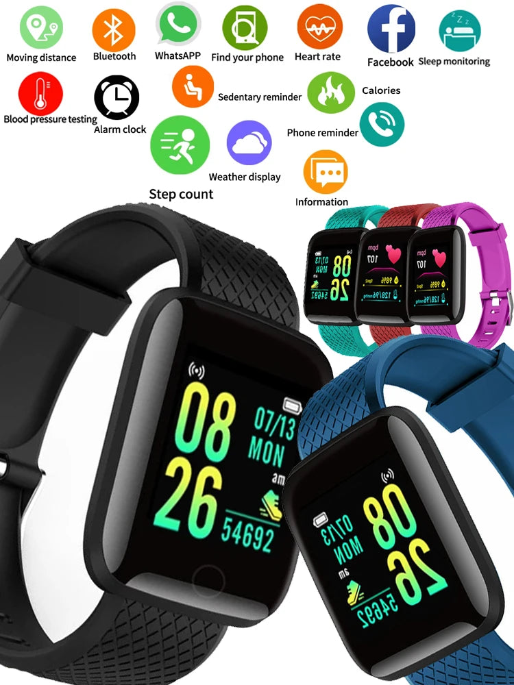 Smart Watch – Fitness Bracelet with Music Control, Message Display, Pedometer, Bluetooth Connect, 116 Smartwatch with Alarm & Weather