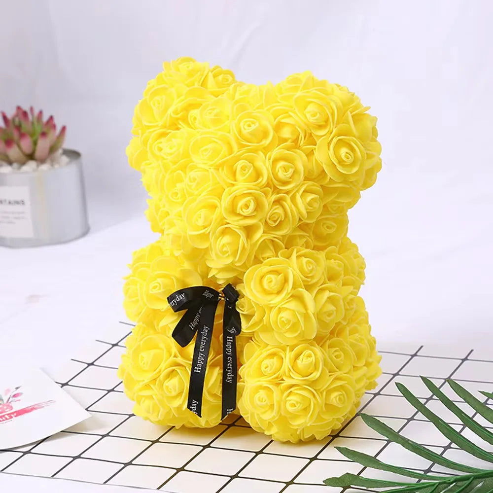 Romantic Valentine's Day Creative Eternal Flower Rose Bear Christmas Gift Rose Bear Hug Bear Wedding Flower Decoration Gift - trendingshoping.com