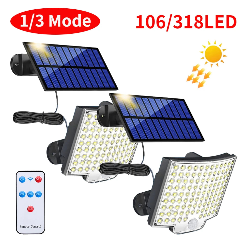 LED Solar Split Wall Lamp 3 Mode Waterproof Motion Sensor Lamp Security Outdoor Street Lighting Solar Lamp for Garden Wall Light - trendingshoping.com