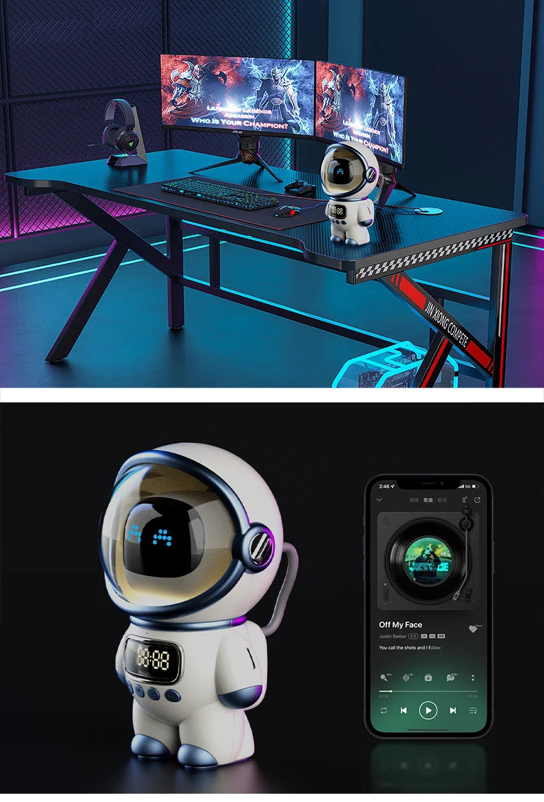 Smart Astronaut Bluetooth Speaker with Night Light, FM Radio, Portable Wireless Subwoofer Speaker