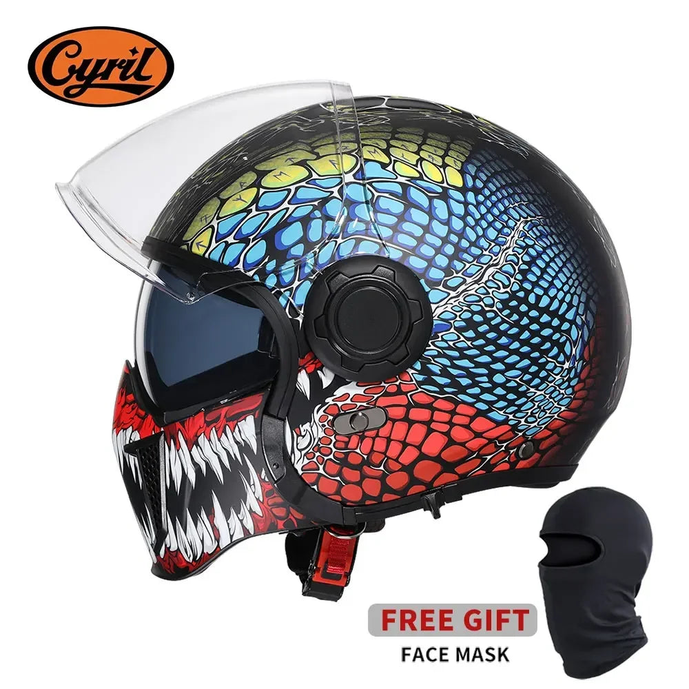 Modular Motorcycle Helmet Full Face Open Face Retro Helmets DOT ECE APPROVED CYRIL OP12A Capacete De Moto Masculino