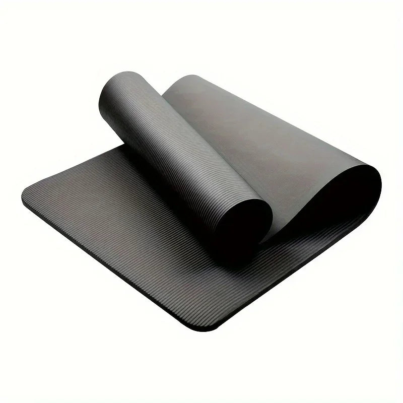 Thick Black Yoga Mat Non Slip Durable NBR Rubber Fitness Exercise Mat for Home Workouts
