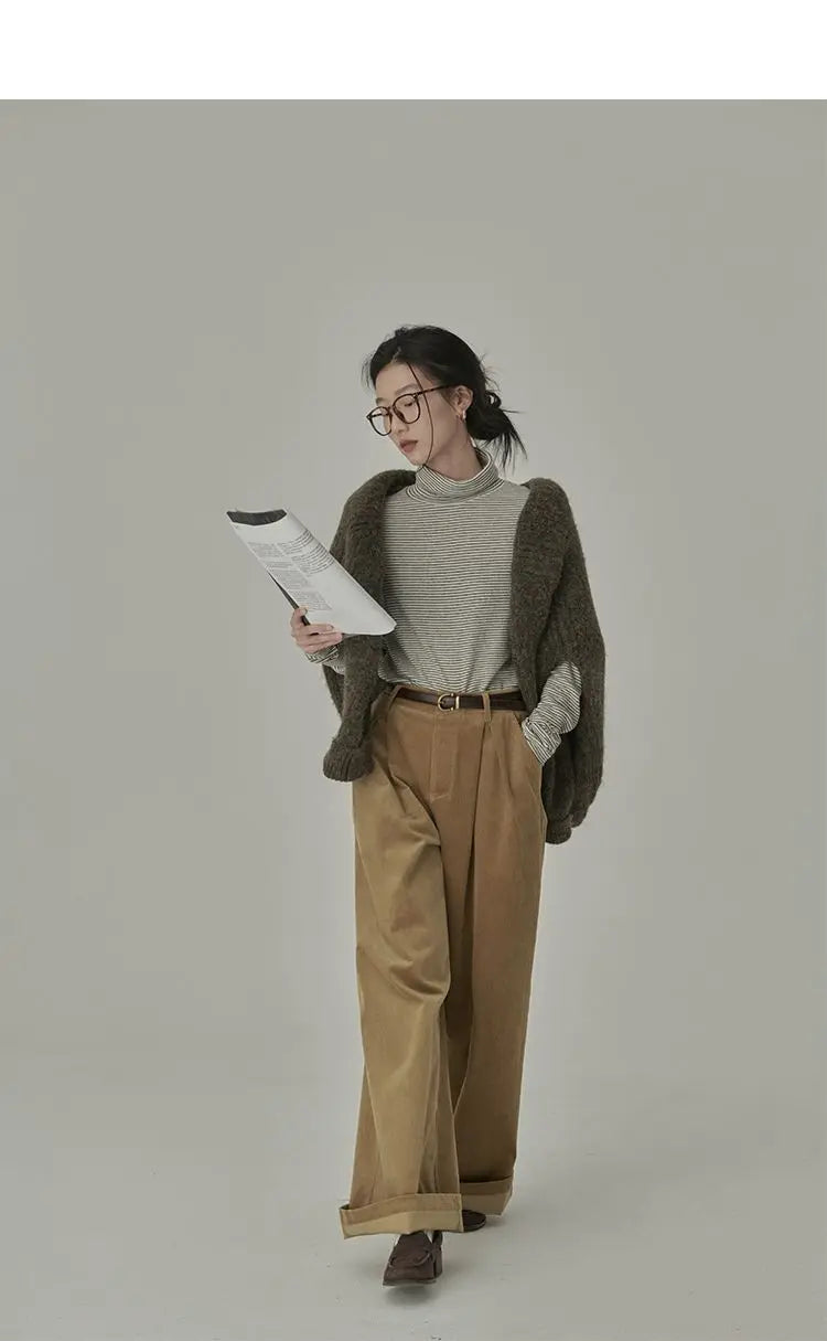 Striped T-shirts Women Spring Cozy Long Sleeved All-match Daily Elegant Classic Turtleneck Tops Hot Sales Korean Style Clothing