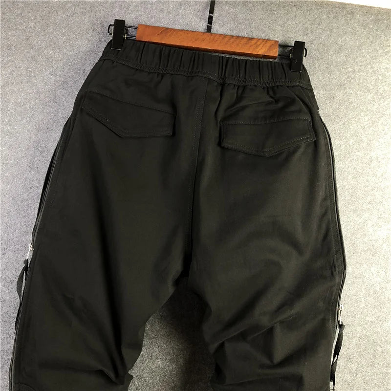 ARENS Men's Big & Tall Baggy Cargo Pants with Zipper Pockets - High Street Hip-Hop Overalls