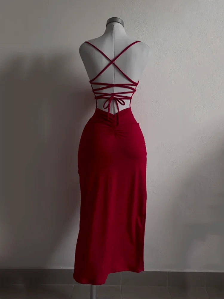 Women Halter Strap Bodycon Dress Sleeveless Summer Wear