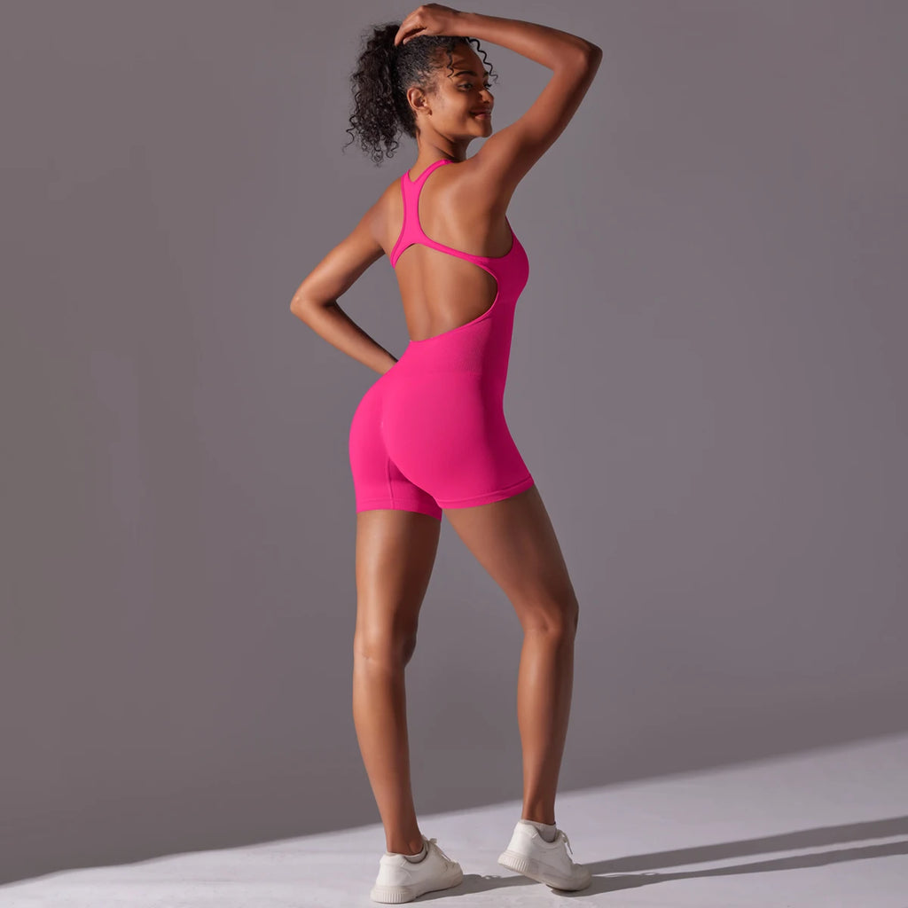 Sexy Back Jumpsuit Gym Set Women Training Yoga Suit Sportswear Women Sports Jumpsuit Fitness Rompers Stretch Workout Bodysuits