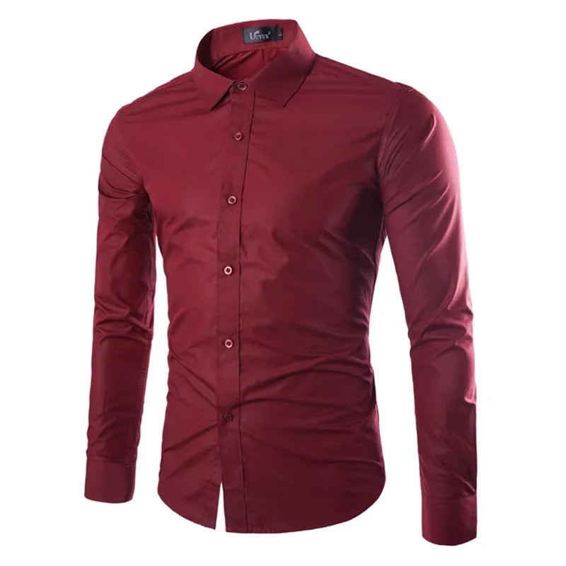 Men’s Solid Color Long Sleeve Casual Shirt Candy Color Fashion Shirt