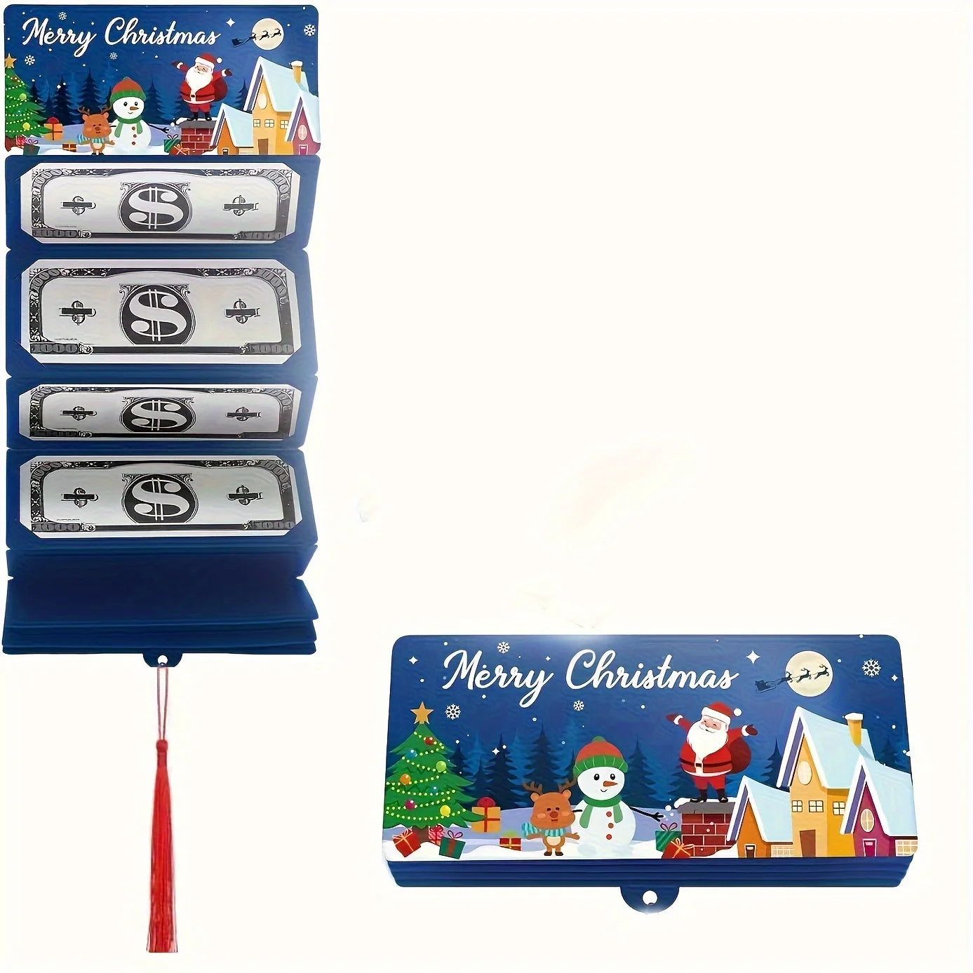 10-Slot Christmas Money and Gift Card Holder - Santa Holiday Design with Snowflakes-Perfect for Christmas Birthdays Thanksgiving