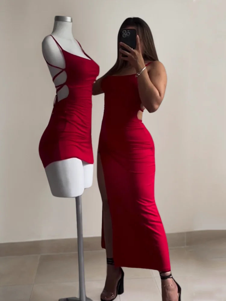Women Halter Strap Bodycon Dress Sleeveless Summer Wear
