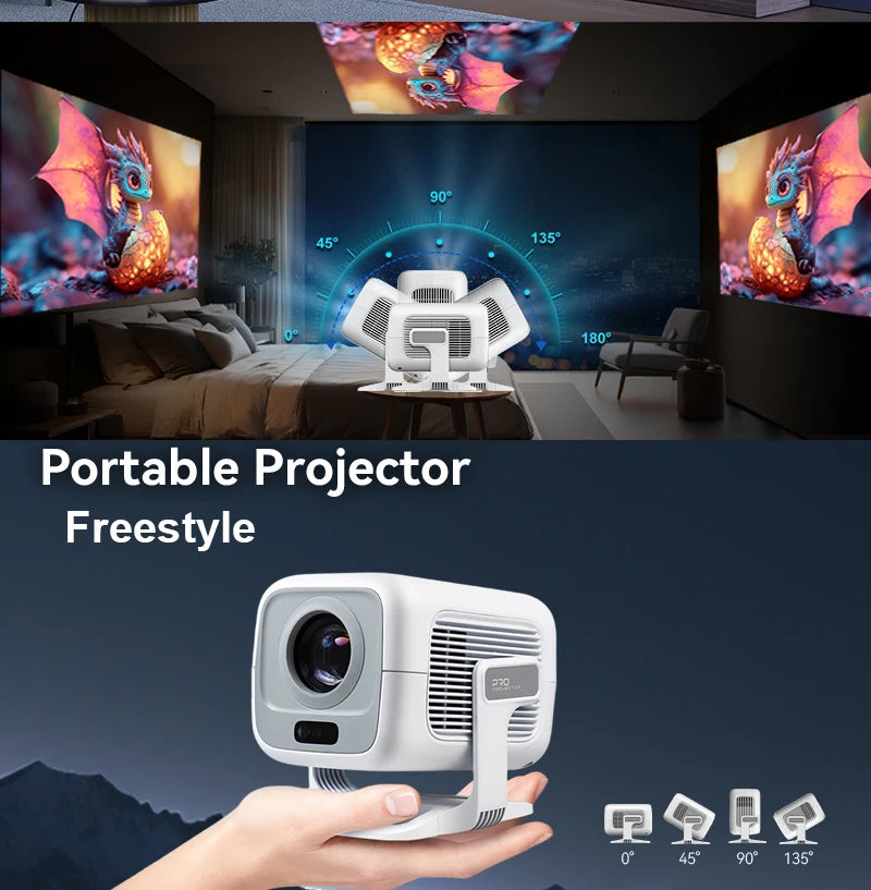 HUAWEISHI 4K Projector Android Native Portable 1080P Auto Focus 600ANSI Video home Cinema Outdoor hd led Projetor - trendingshoping.com