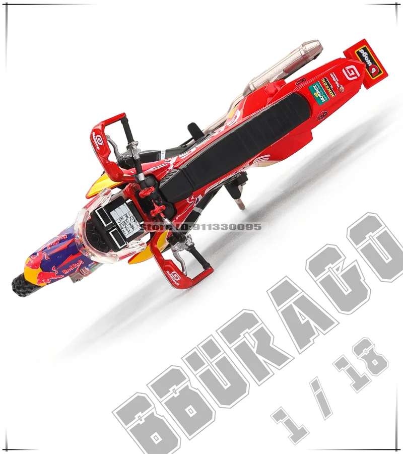 Bburago 1 18 Scale Red Bull KTM 450 Rally 2018 Alloy Die Cast Motorcycle Model Licensed Collectible