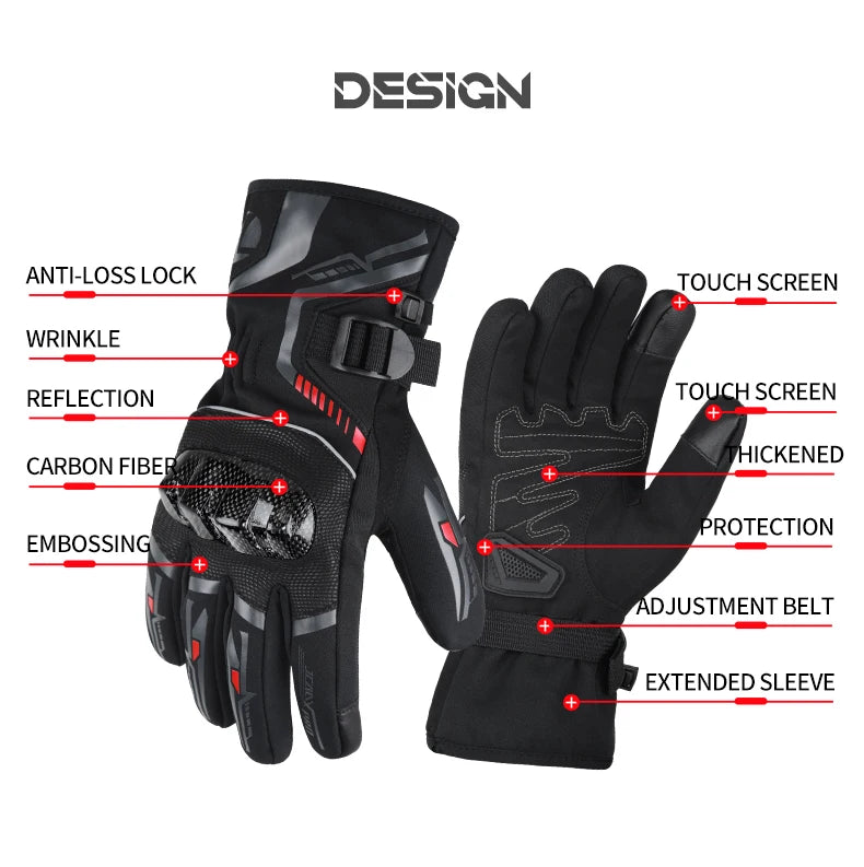 Warm Winter Riding Gloves Waterproof Thickened Insulation & Hard Knuckle Protection | Motorcycle & Bike Gloves (Great Present)