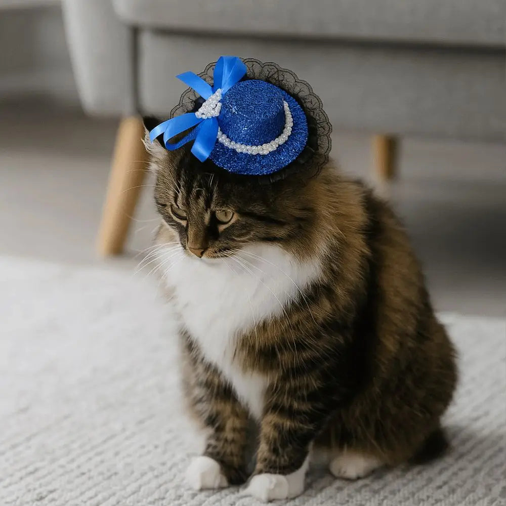Pet Cat Halloween Hat Adjustable Sequin Lace Cosplay