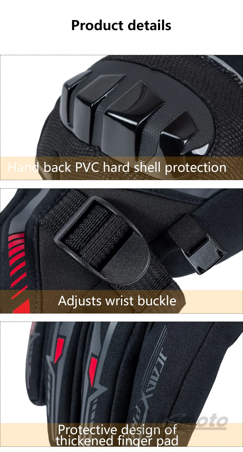 JCAA-Durable Motorcycle Riding Gloves for Men Women,Waterproof,Touchscreen,Anti-Slip,Anti-Fall,Protective,Bike,Moto,Warm Winter