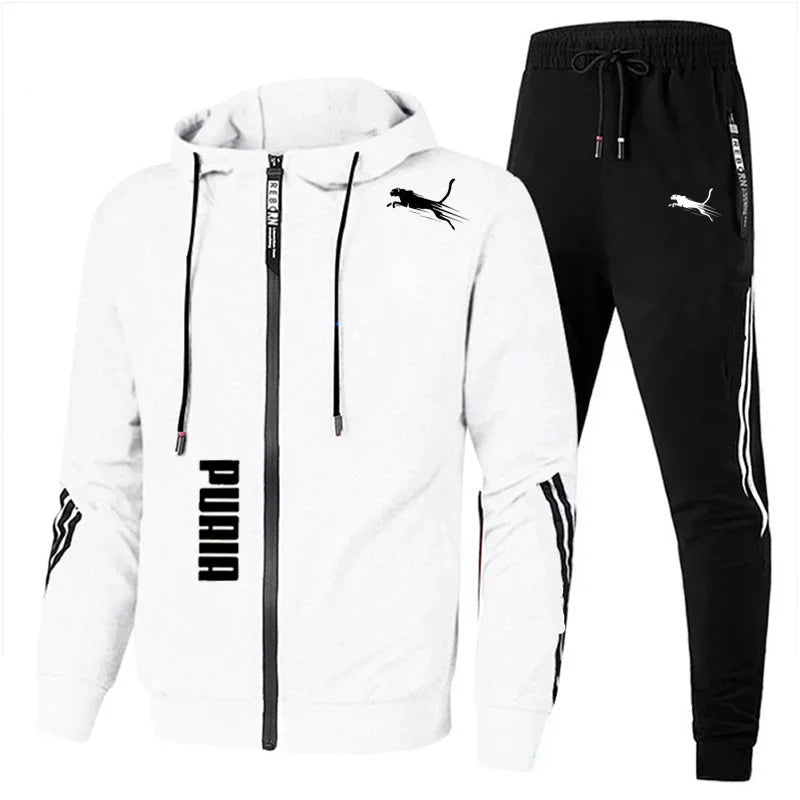 Men's Spring Autumn Tracksuit – 2-Piece Hoodie & Joggers Set, Fitness Running Sportswear, Casual Clothing