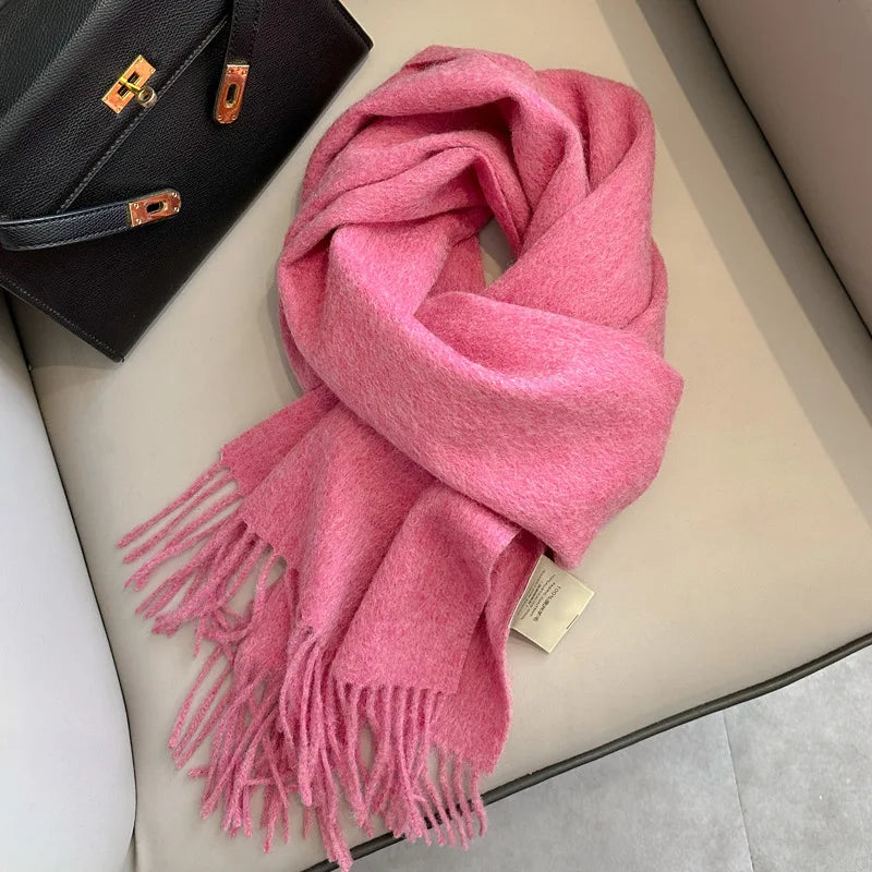 Winter Narrow Scarf 28 Color 100% Wool Scarf Hot Selling Solid Color Scarf Men's and Women's Universal Warm and Cold proof Scarf - trendingshoping.com