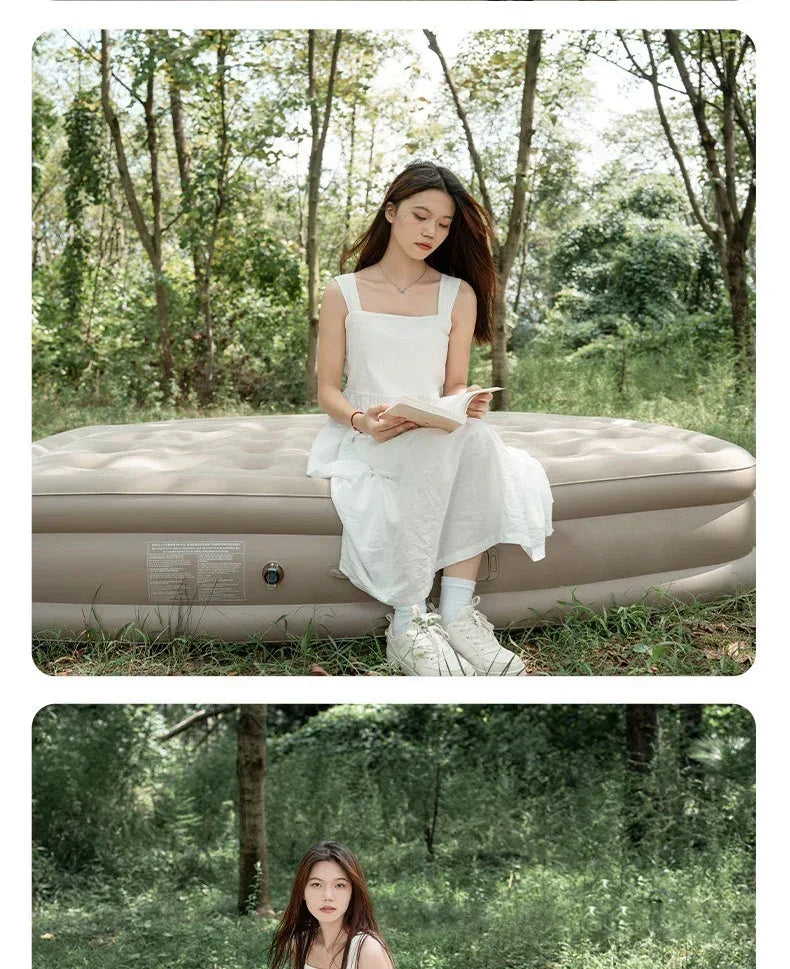 New Air Mattress Built-in Pump Self-inflating Mat Cushion Outdoor Tent Inflatable Bed Double sleeping Pad For Camping or Indoor - trendingshoping.com